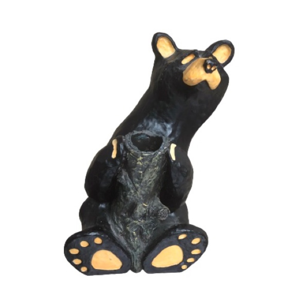 ⭐️Bearfoots⭐️Black Bear Candle Holder Jeff Flemming Montana Artist 6" Figurine